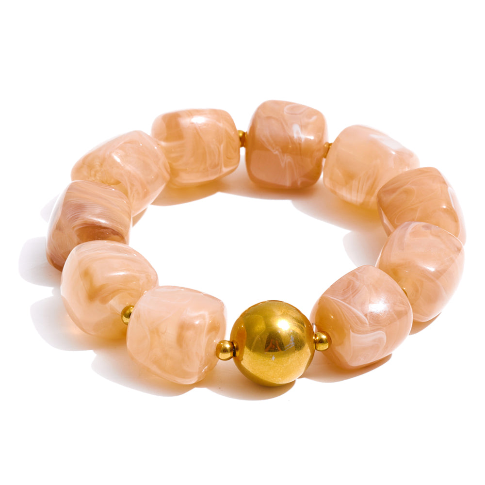 Acrylic Beaded Geometric Necklace — Gold-Plated Stainless Steel with Acrylic · PS2198