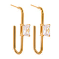 Gold-plated earrings with cubic zirconia accents.