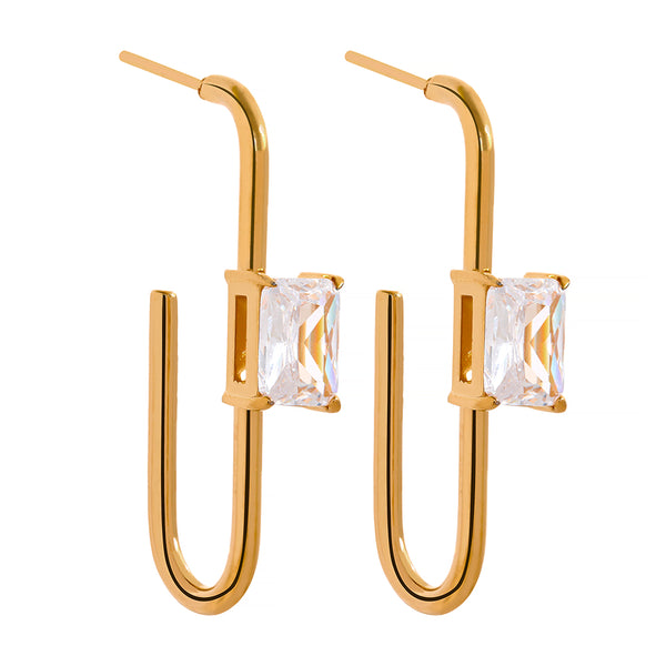 Gold-plated earrings with cubic zirconia accents.