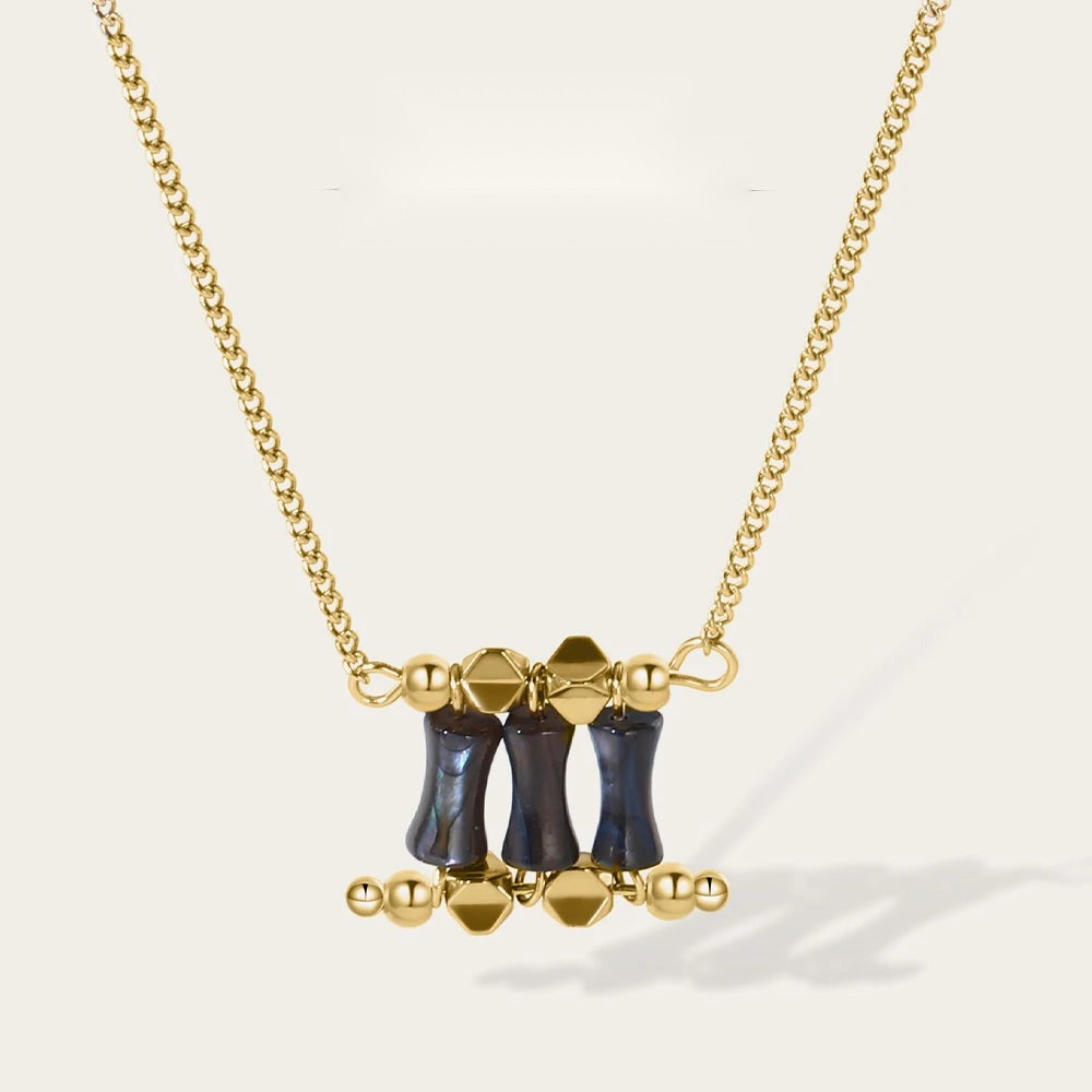 Chain Irregular Acrylic Pendant Necklace — 316L Stainless Steel · PS428
