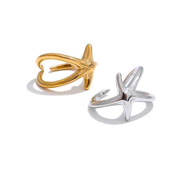 Gold-plated stainless steel ring with a heart shape on top.