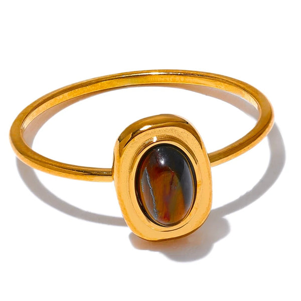 Gold-plated ring with natural stone.