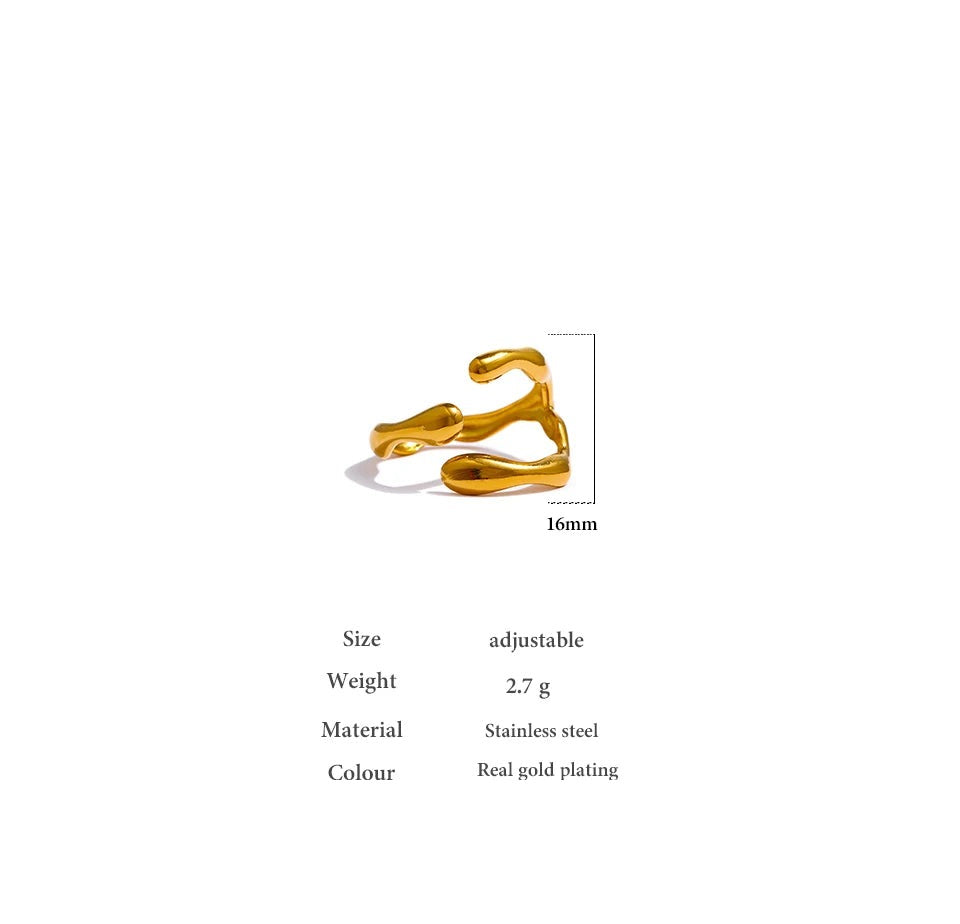Geometric ring in 18K gold-plated 316L stainless steel.