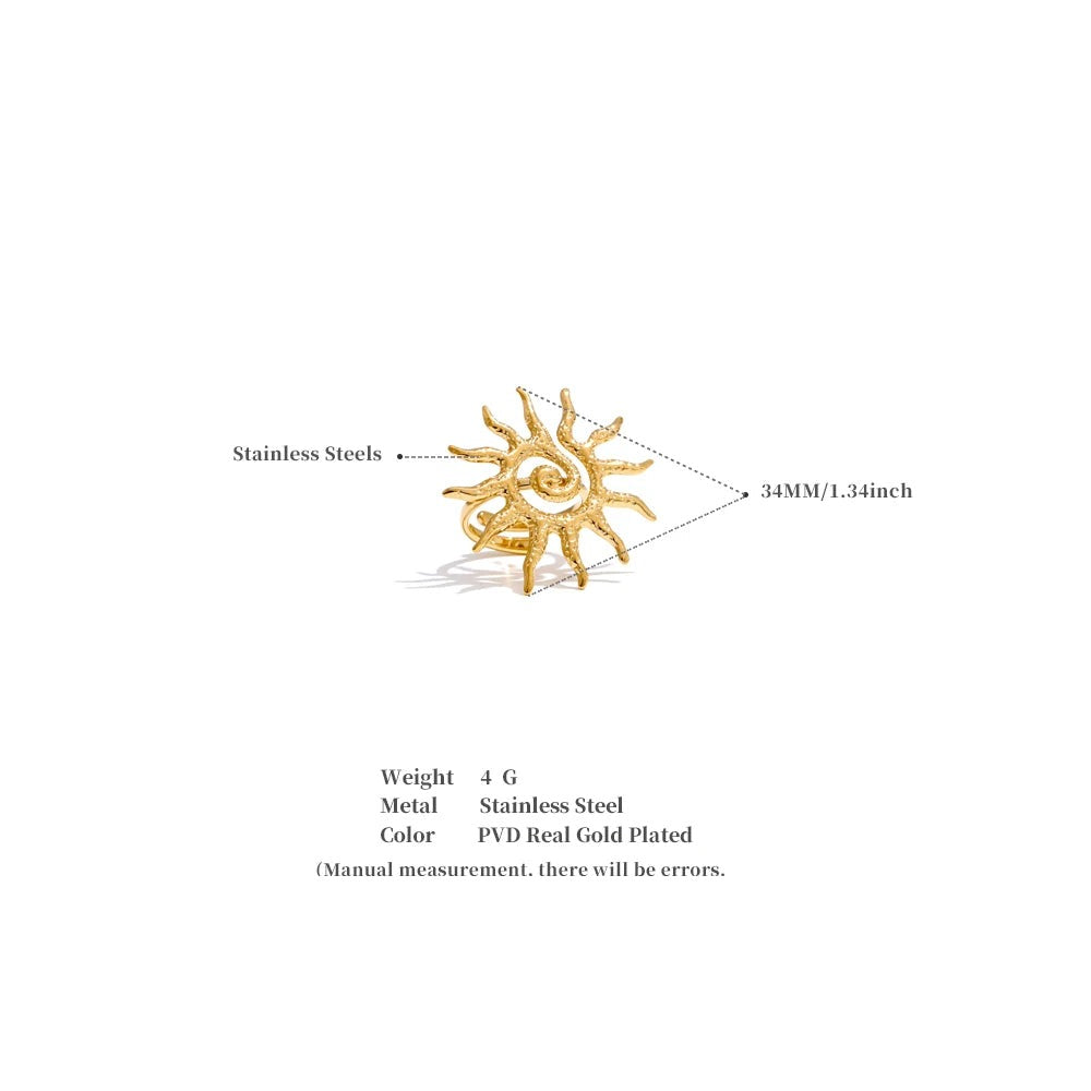 Sun geometric ring in 18K gold-plated stainless steel.