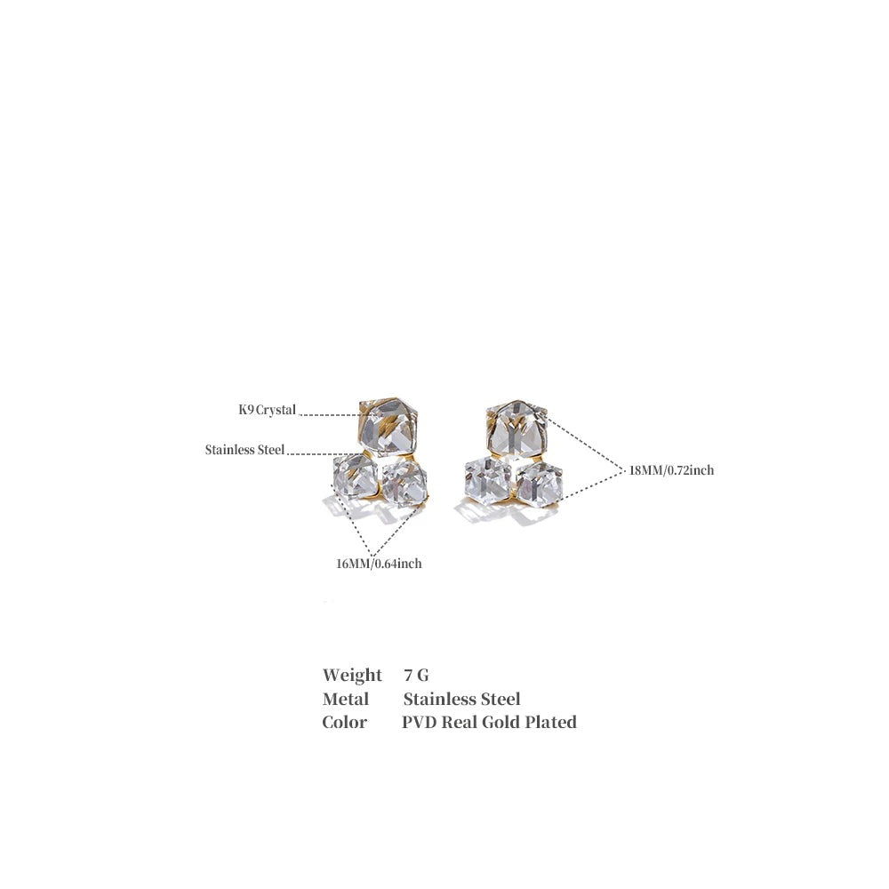 Crystal Geometric Earrings — Stainless Steel with Crystal · PS1154