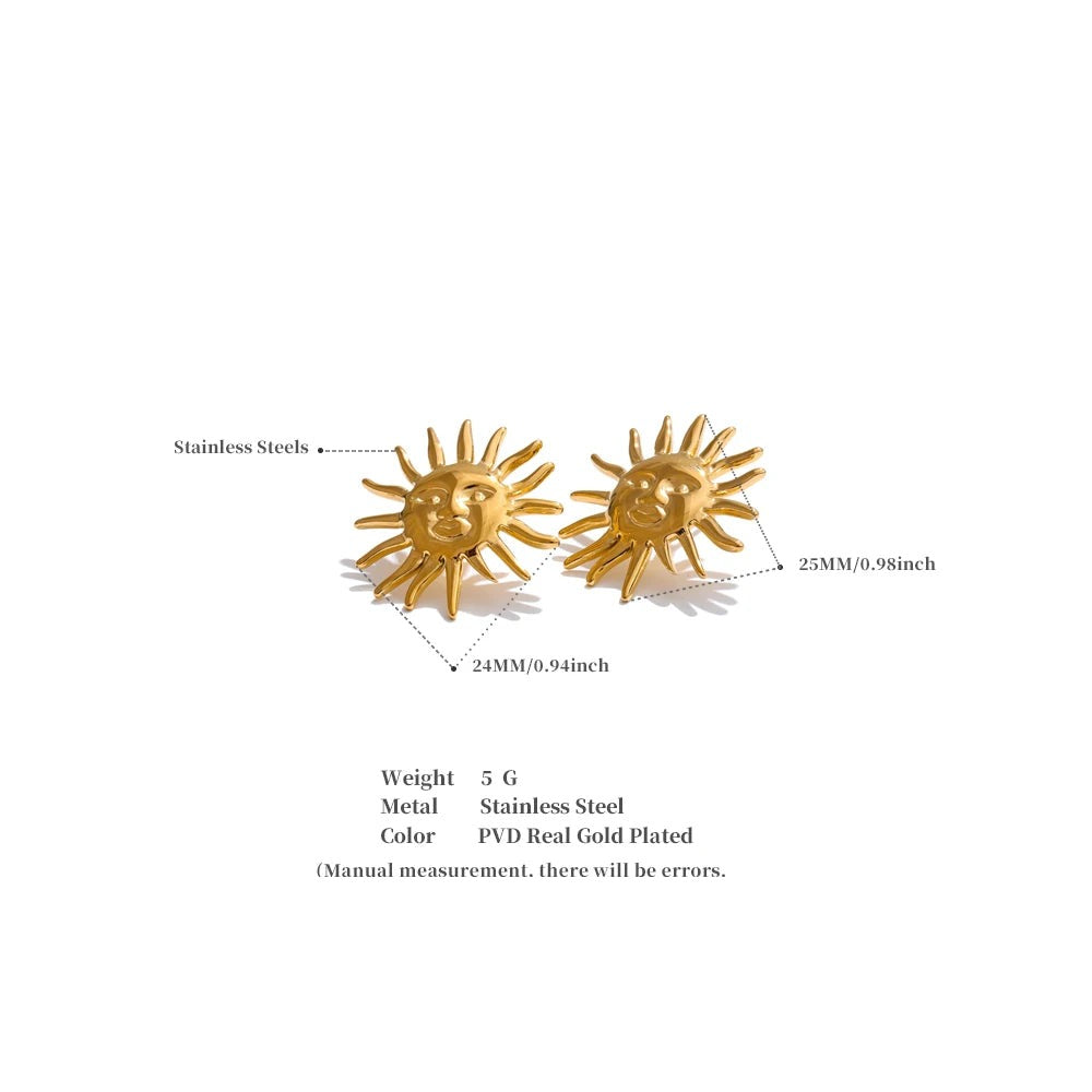 Black Sun Geometric Earrings — Gold-Plated Stainless Steel · PS1699