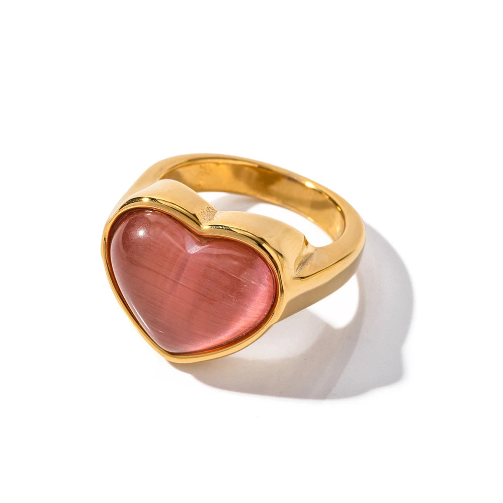 Two-Tone Heart Ring — Stainless Steel