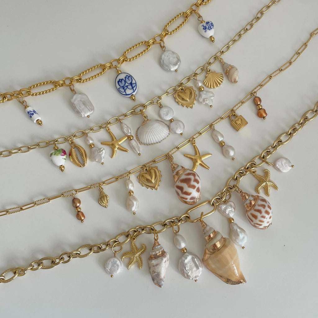 Starfish Conch Pearl Necklace — Stainless Steel · PS346