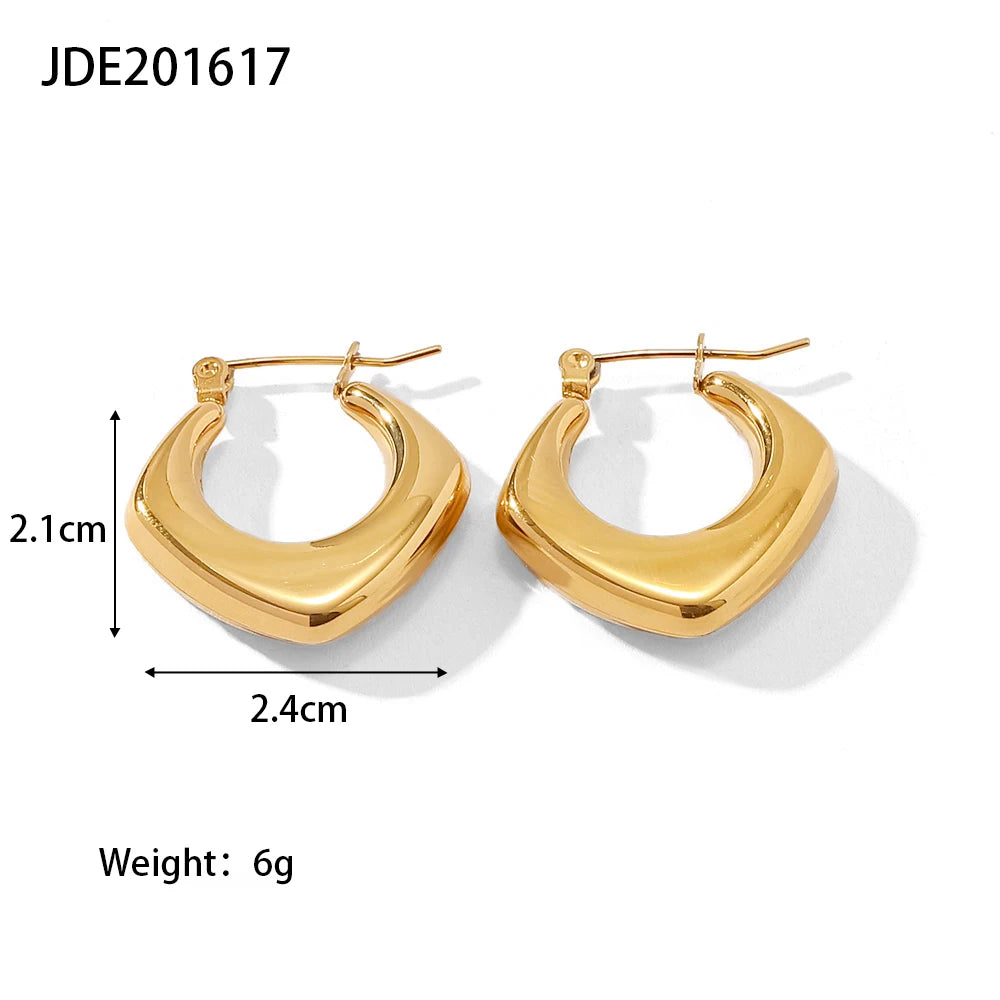 Chunky Huggie Hoop Earrings — Stainless Steel · PS292