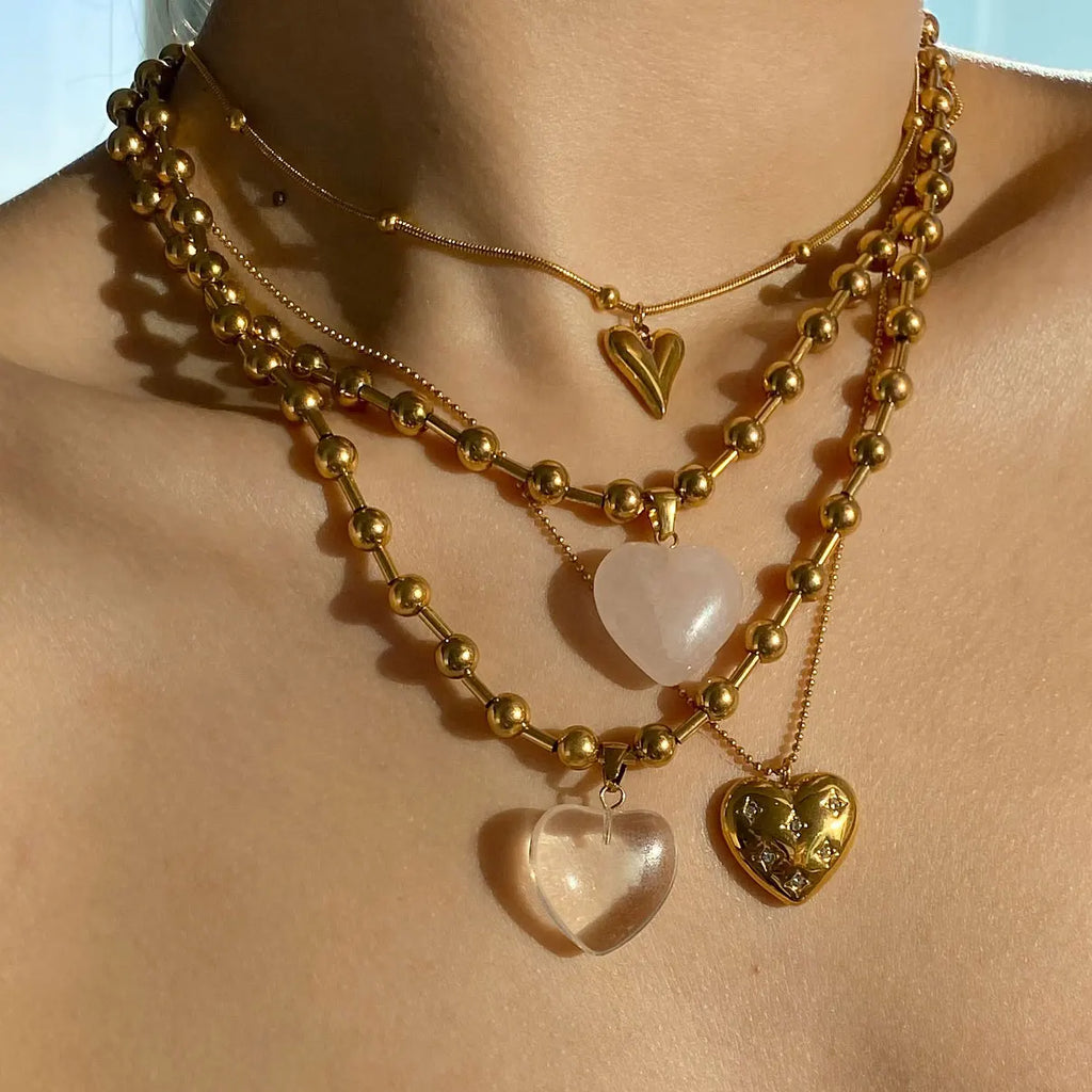 Layered Heart Necklace — Stainless Steel · PS152