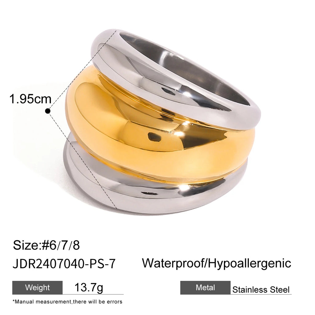 Chunky Dome Ring Stack — Stainless Steel · PS274