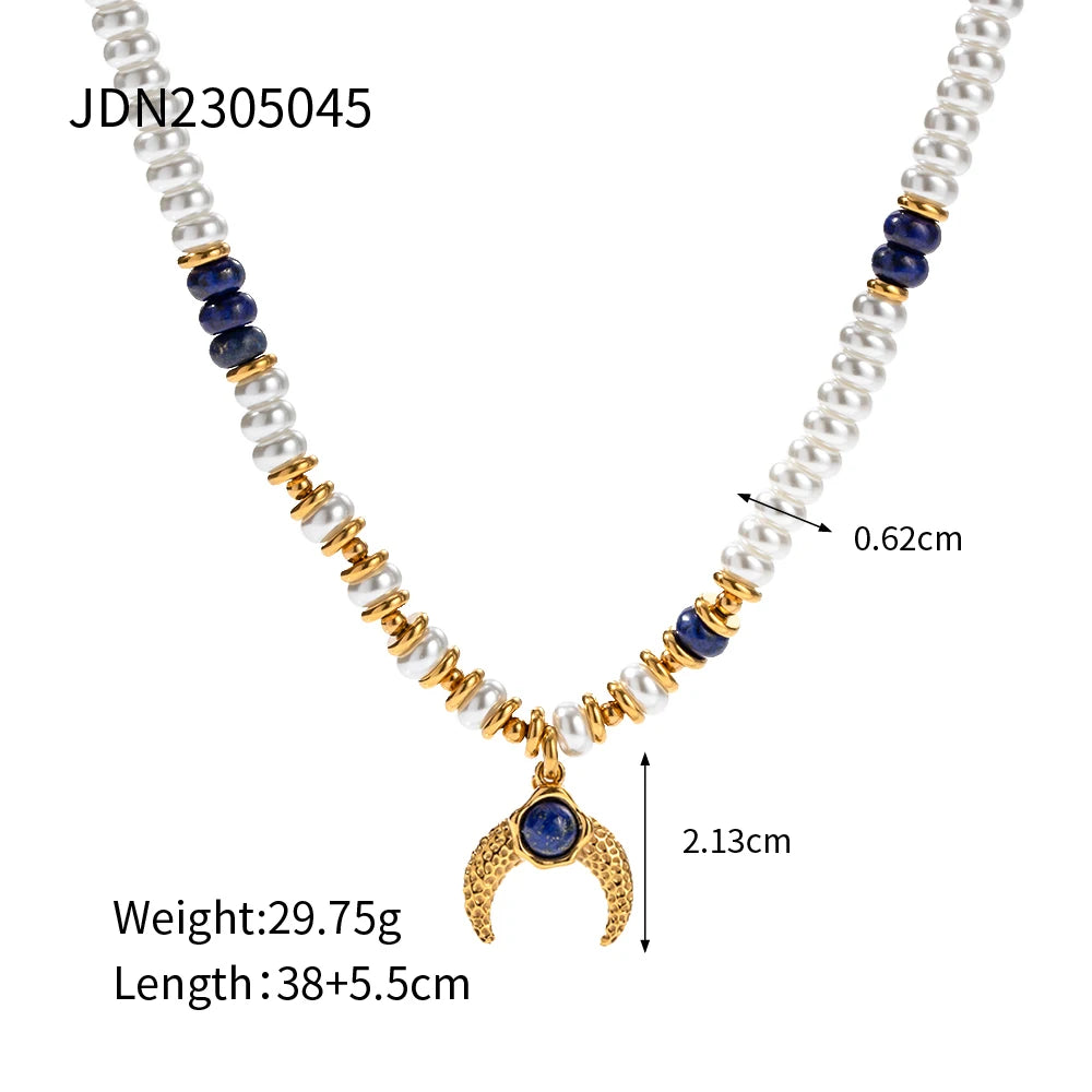 Pearl Coin Charm Necklace — Stainless Steel · PS173