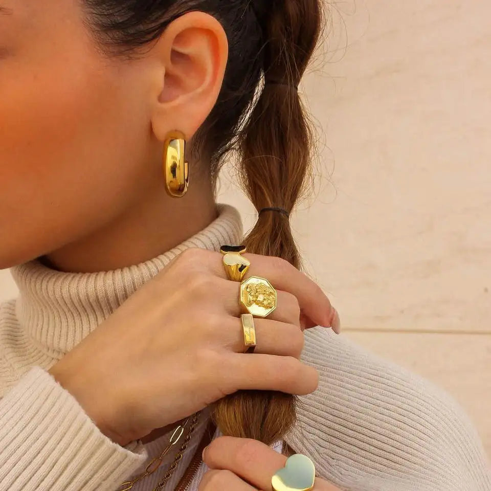Chunky Huggie Hoop Earrings — Stainless Steel · PS292