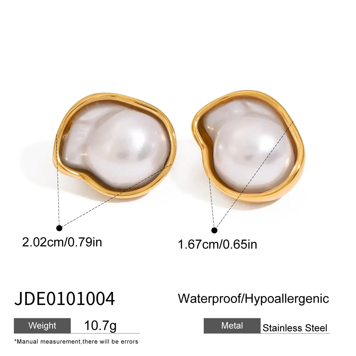 Pearl Waterdrop Ring Earrings — 316L Stainless Steel · PS337