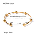 Beaded Open Cuff Bracelet — Stainless Steel · PS004