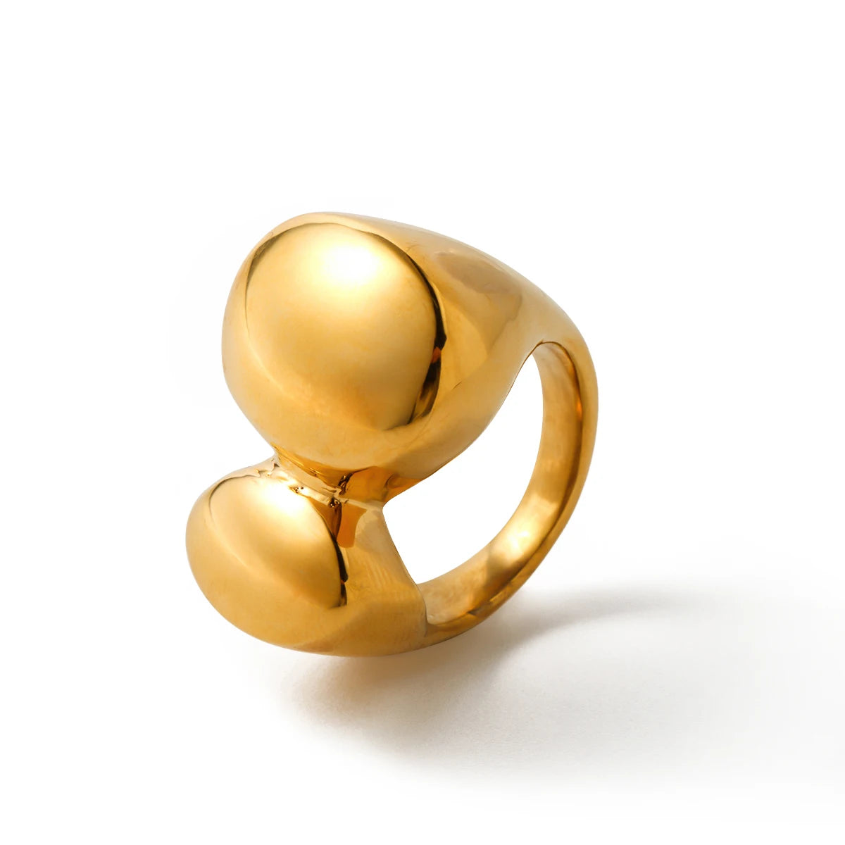Waterdrop Geometric Ring — Stainless Steel · PS373