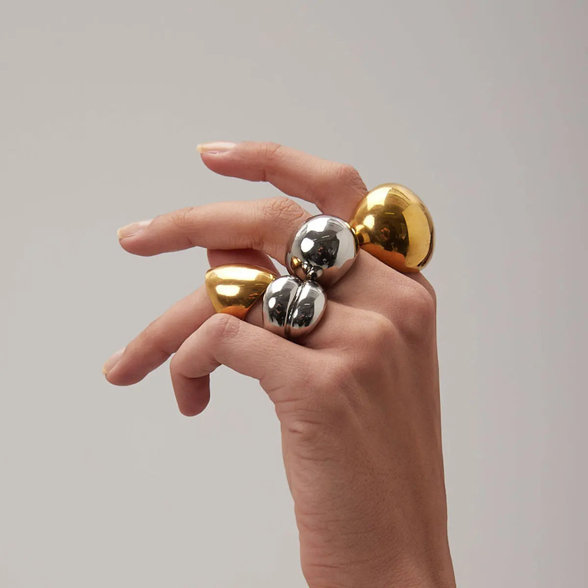 Waterdrop Geometric Ring — Stainless Steel · PS373