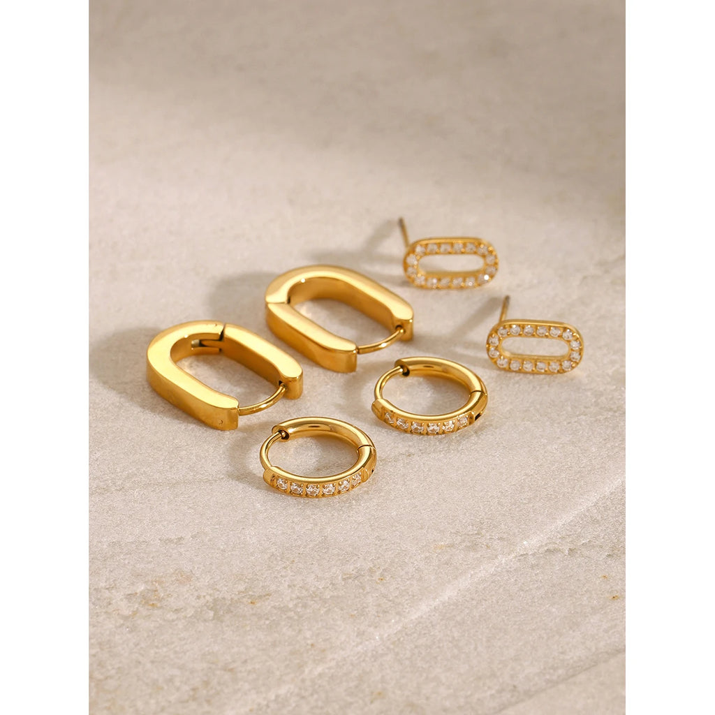 White CZ Stud Earrings — Stainless Steel · PS378