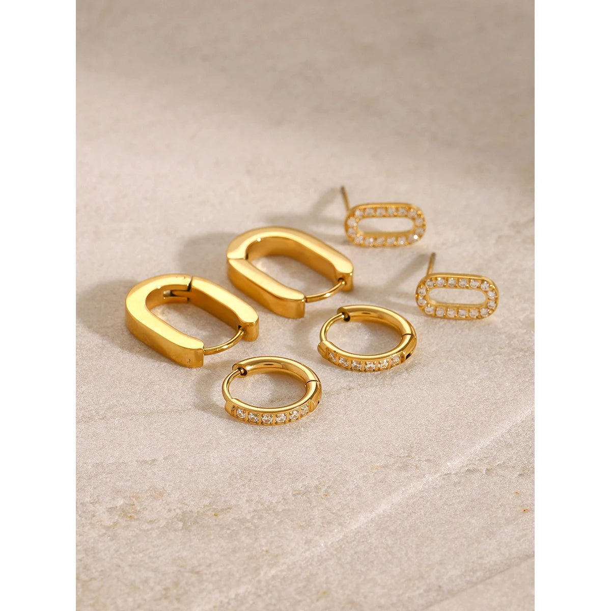 White CZ Stud Earrings — Stainless Steel · PS378
