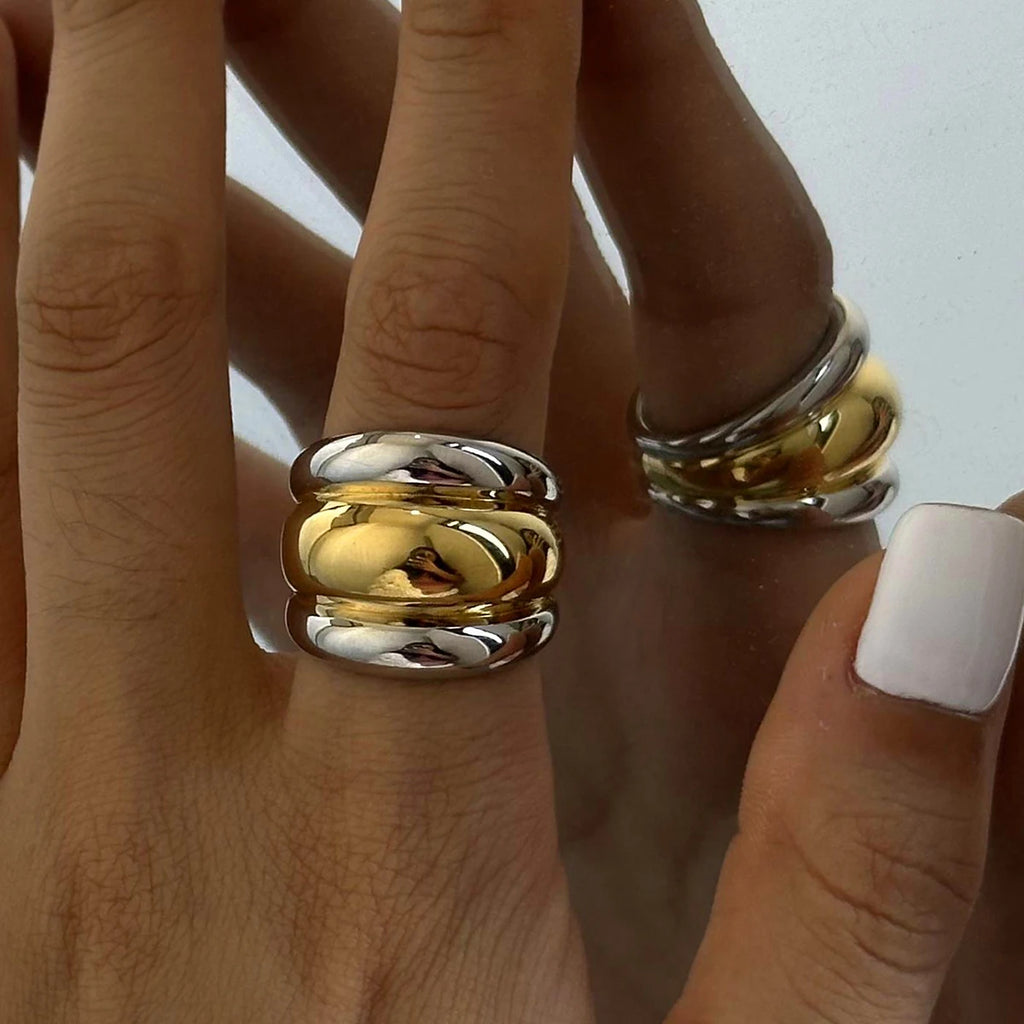 Chunky Dome Ring Stack — Stainless Steel · PS274