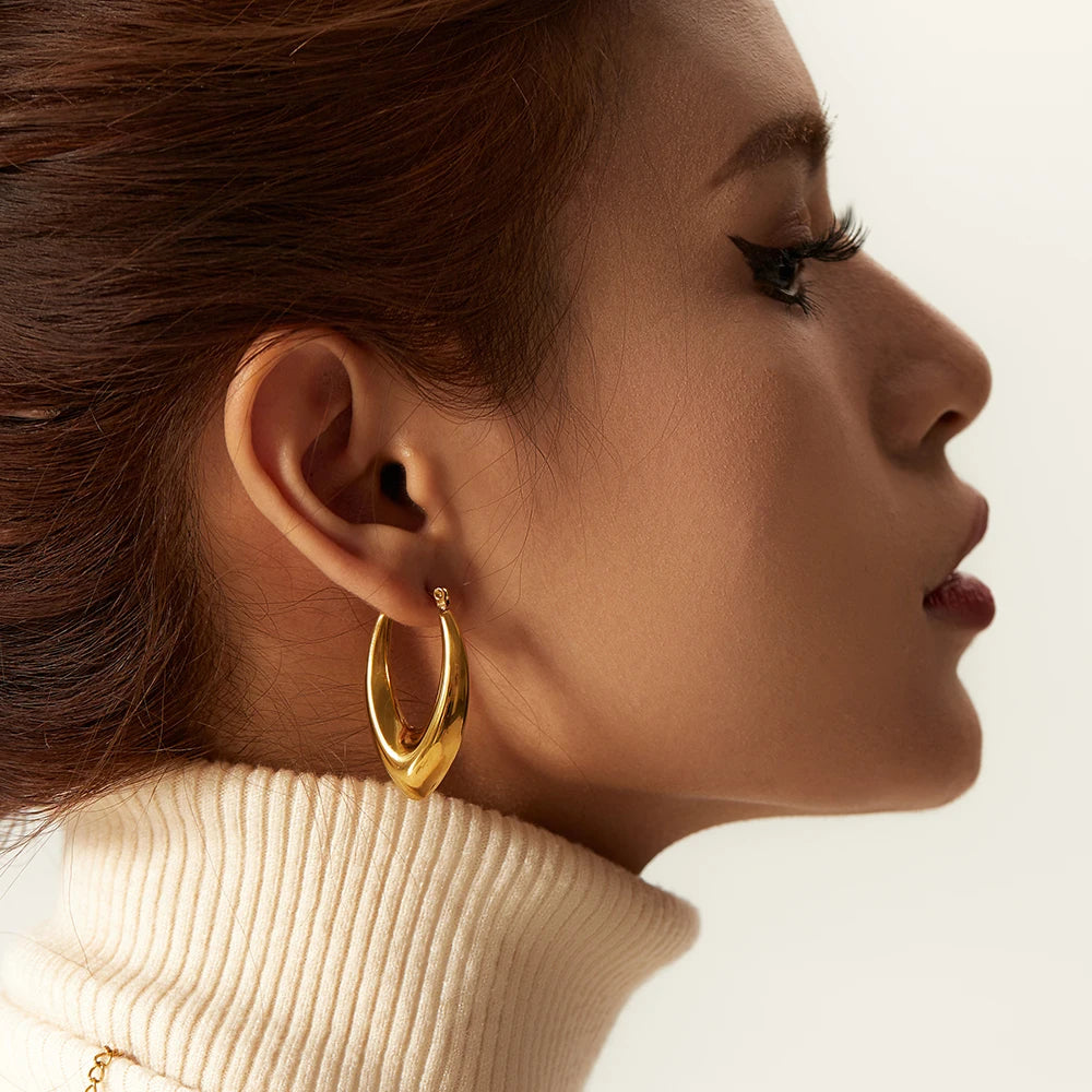 Chunky Huggie Hoop Earrings — Stainless Steel · PS292