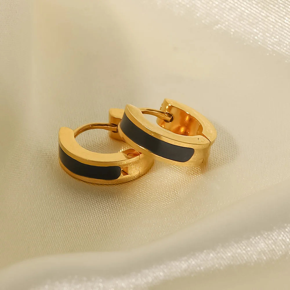 Color Enamel Round Stud Earrings — Stainless Steel · PS295