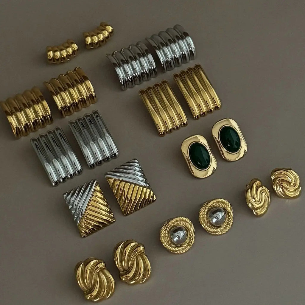 Mixed Vintage Stud Earrings — 316L Stainless Steel · PS094