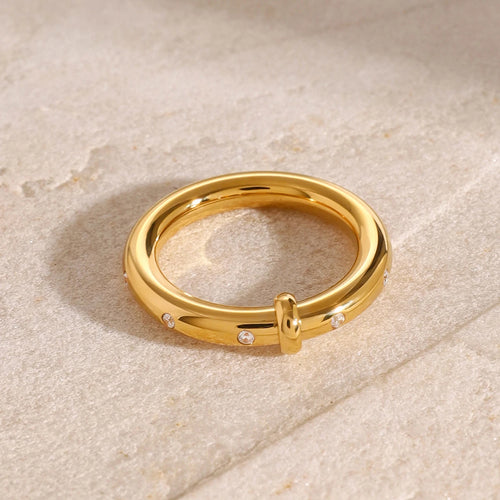 Crystal Bar Ring — Stainless Steel