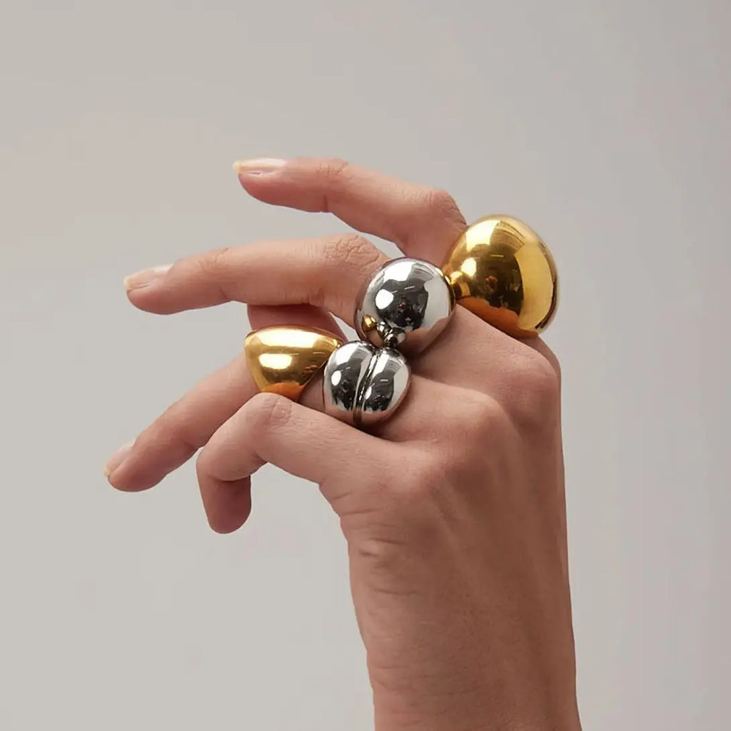 Waterdrop Geometric Ring — Stainless Steel · PS373