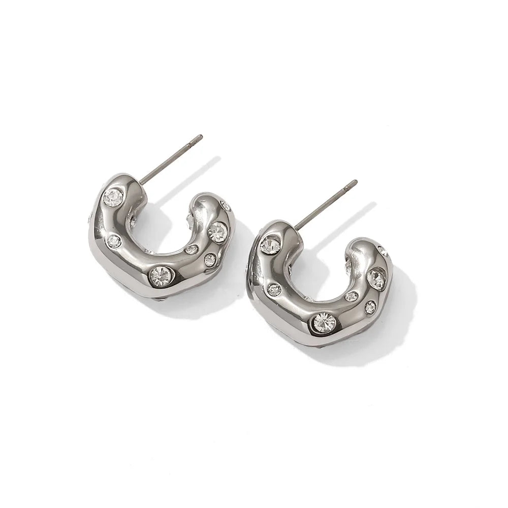 Color CZ Hoop Earrings — Stainless Steel · PS053