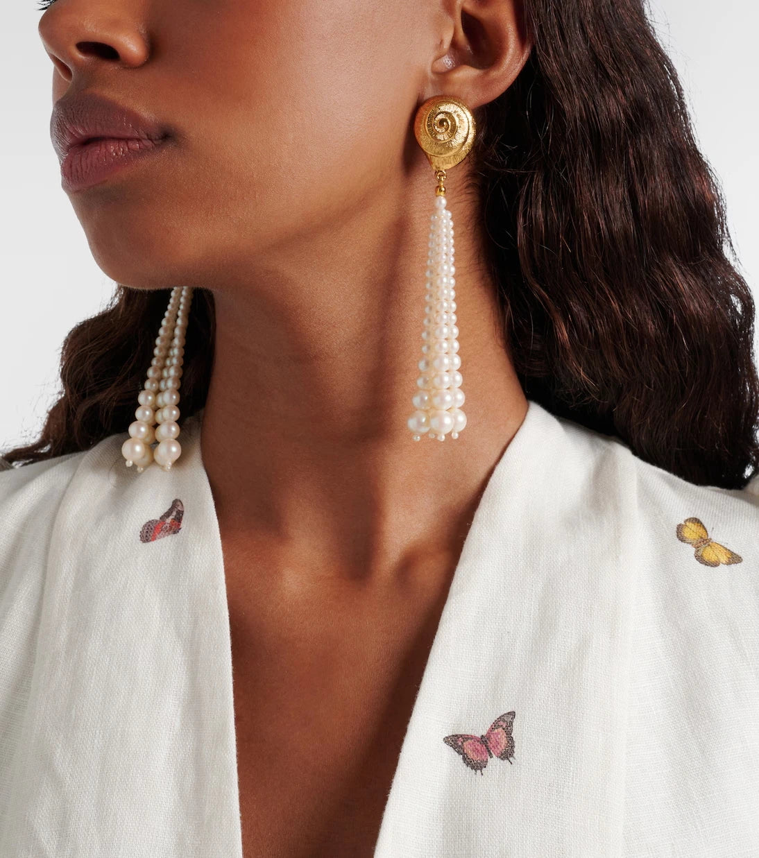 Pearl Tassel Ocean Earrings — Stainless Steel · PS077
