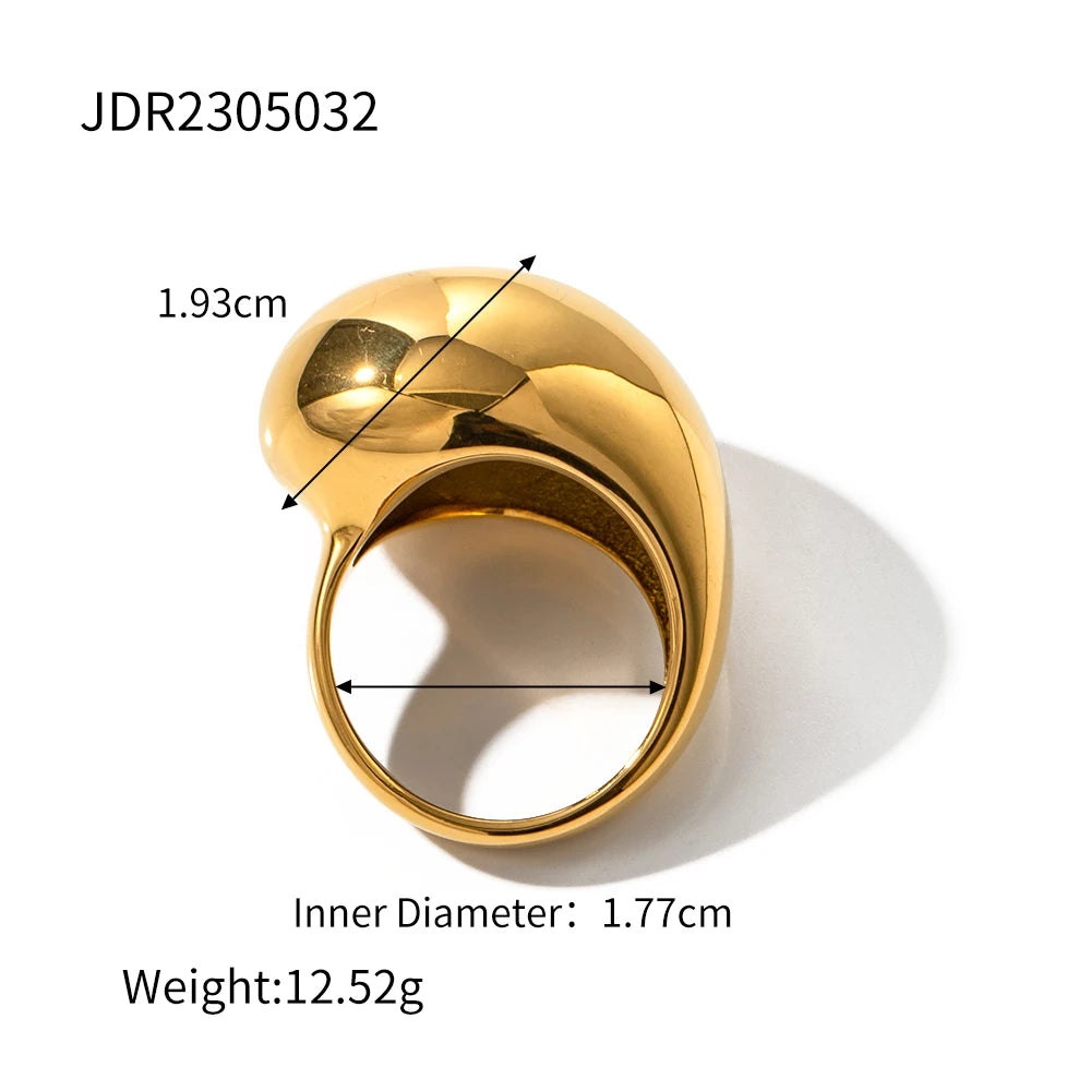 Waterdrop Geometric Ring — Stainless Steel · PS373