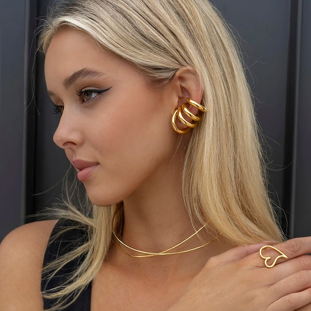 Thick Ear Clip Earrings — Stainless Steel · PS349