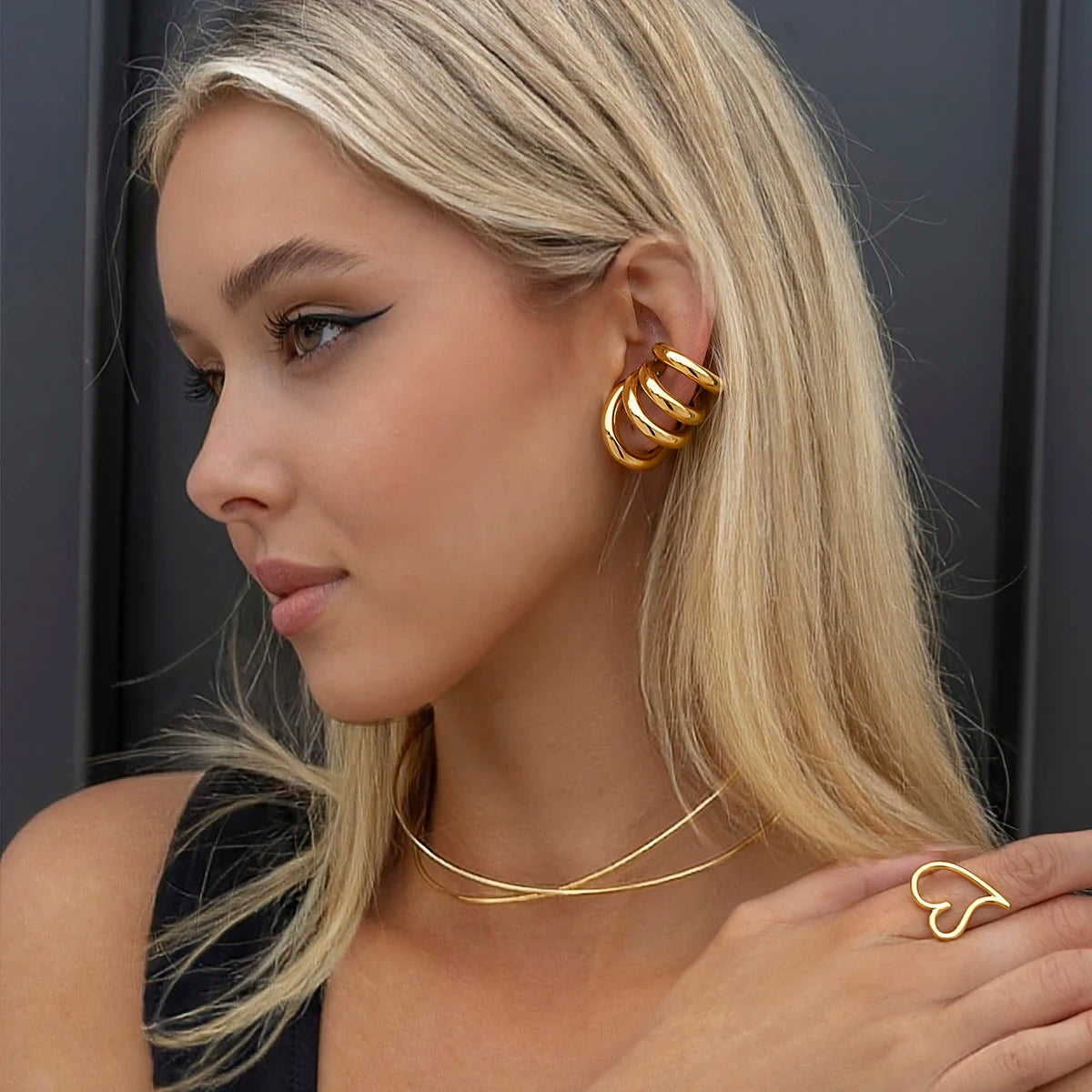 Thick Ear Clip Earrings — Stainless Steel · PS349