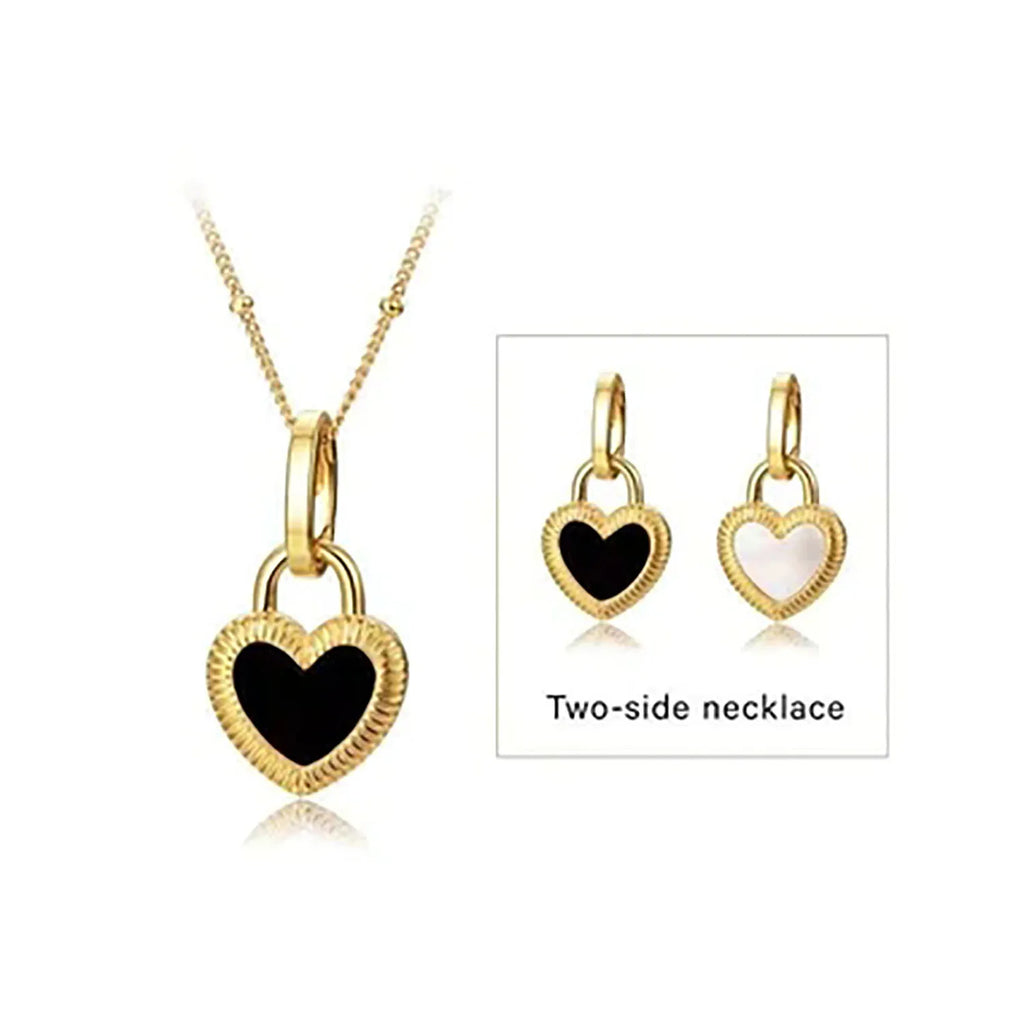 Black Heart Pendant Necklace — Stainless Steel · PS148