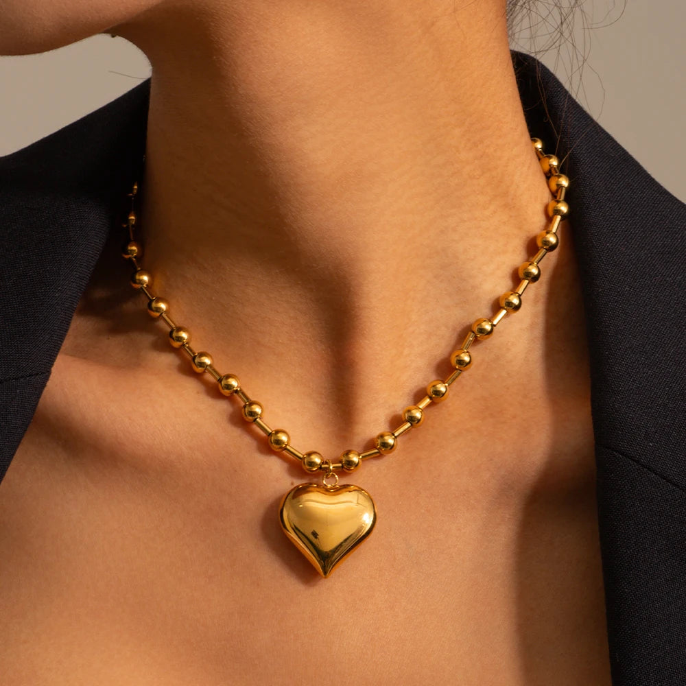 Layered Heart Necklace — Stainless Steel · PS152