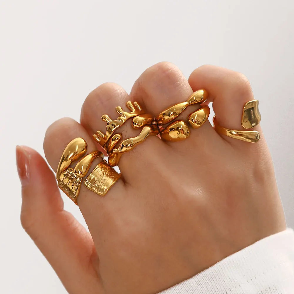 Waterdrop Irregular Ring — Stainless Steel · PS374