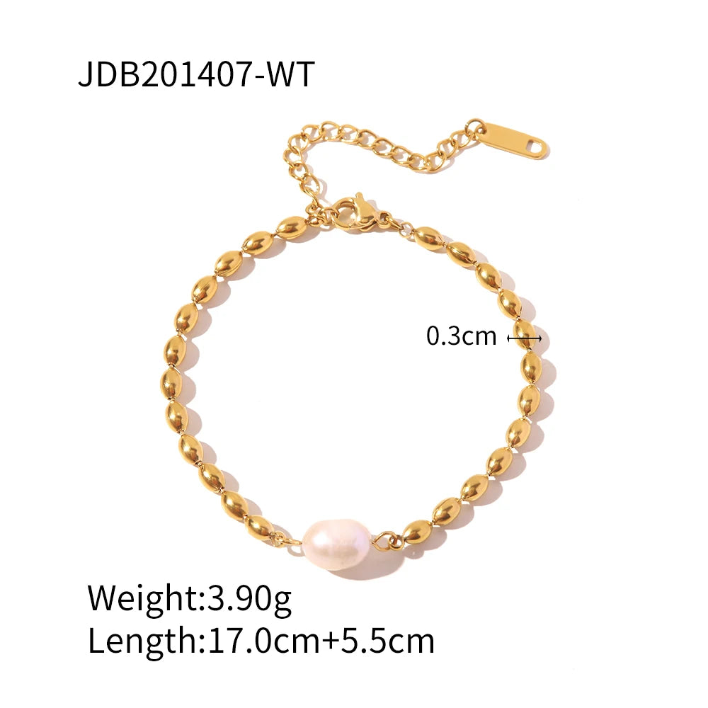 Pearl Bead Bracelet — Stainless Steel · PS330