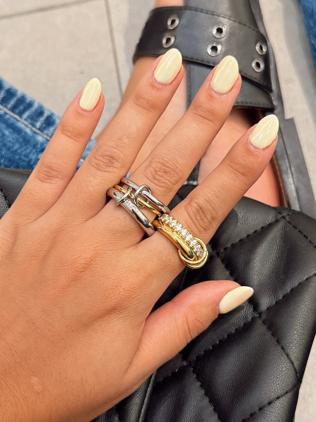 Layered Statement Ring Stack — Stainless Steel · PS248