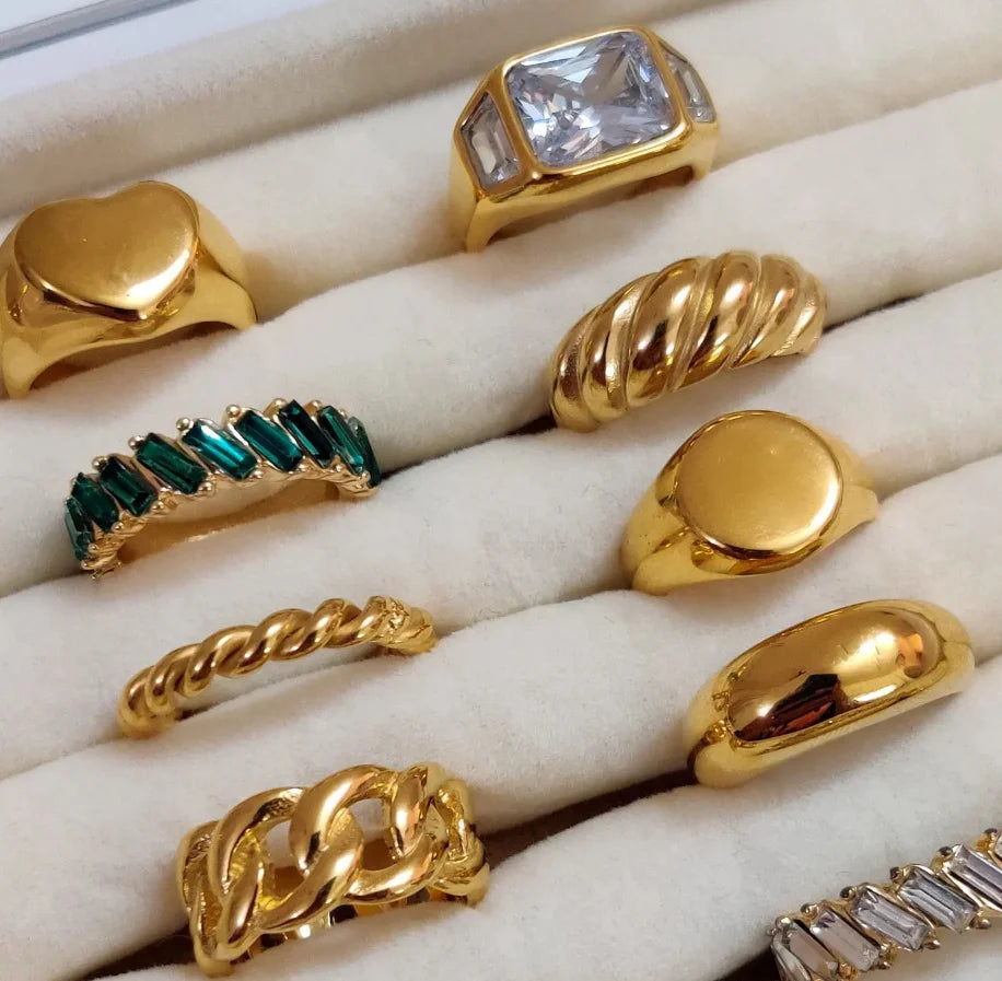 Chunky Mixed Ring Stack — Stainless Steel · PS247