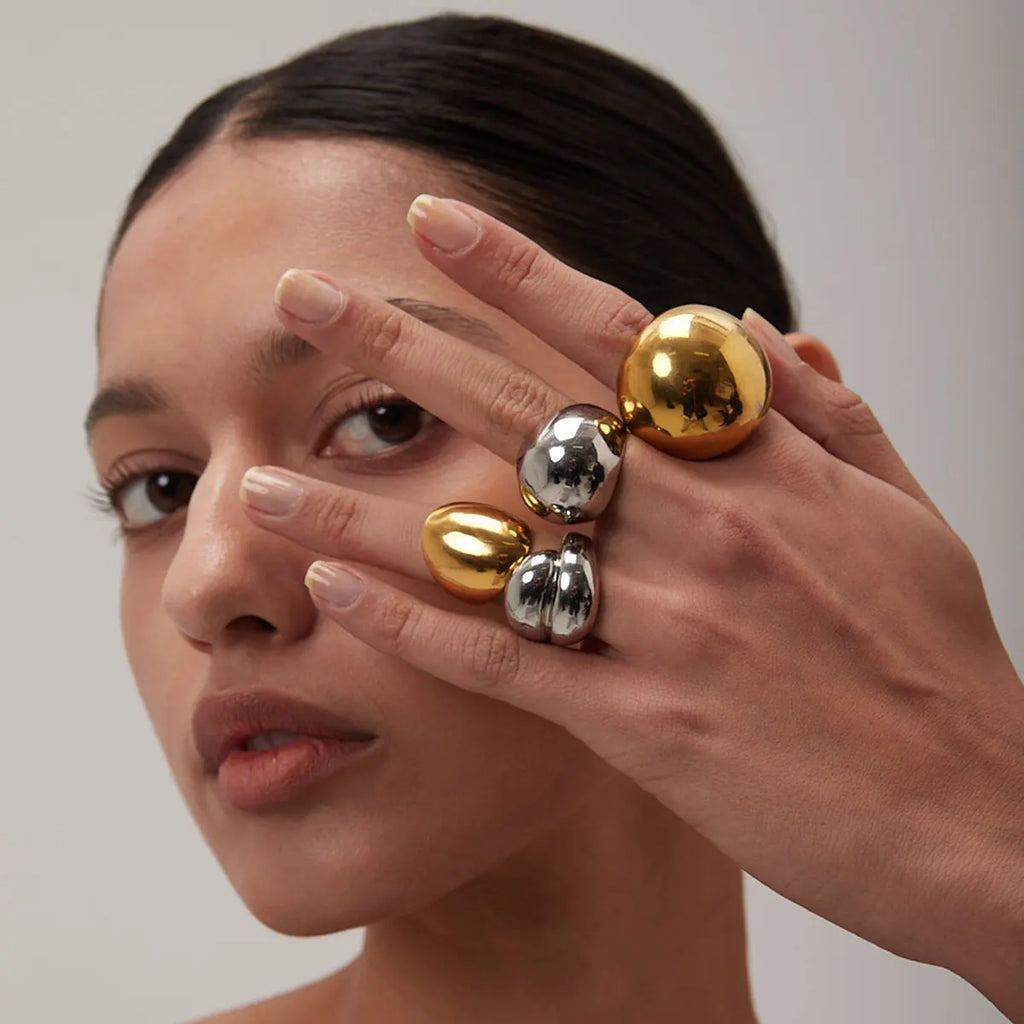 Waterdrop Geometric Ring — Stainless Steel · PS373