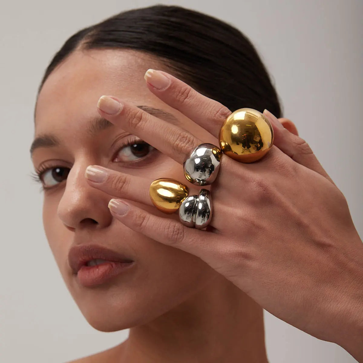Waterdrop Geometric Ring — Stainless Steel · PS373