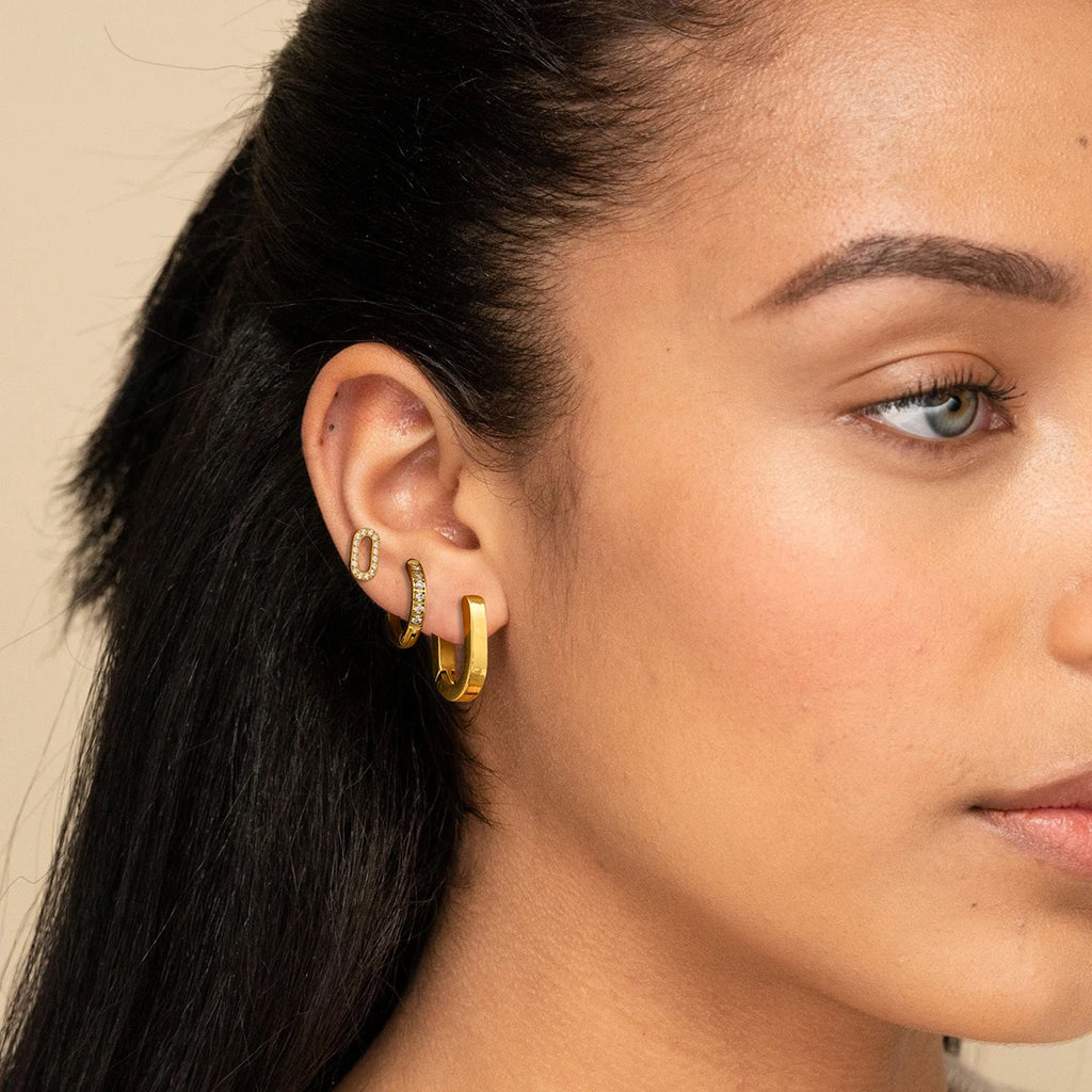 White CZ Stud Earrings — Stainless Steel · PS378