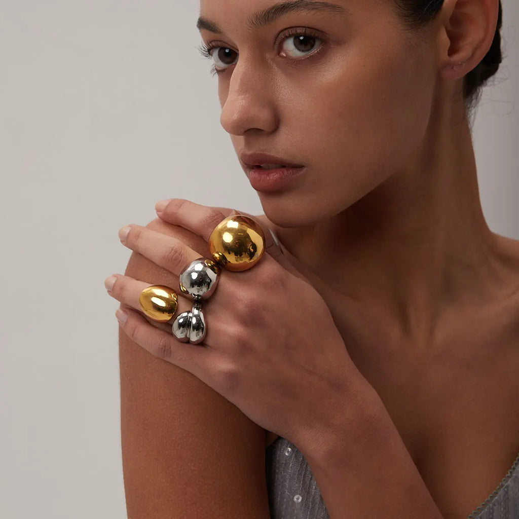 Waterdrop Geometric Ring — Stainless Steel · PS373