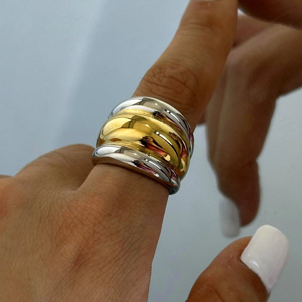 Chunky Dome Ring Stack — Stainless Steel · PS274