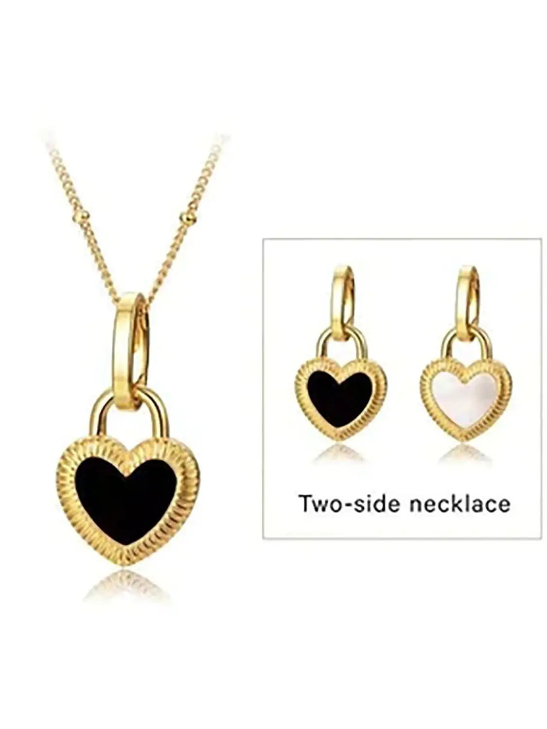 Black Heart Pendant Necklace — Stainless Steel · PS148