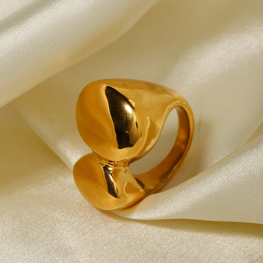 Waterdrop Geometric Ring — Stainless Steel · PS373