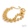 Heart star beaded necklace in gold-plated stainless steel.