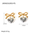 Bow Heart Drop Earrings — 316L Stainless Steel · PS069