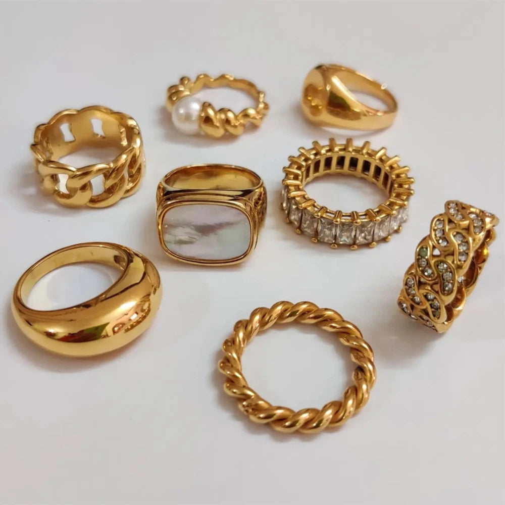 Chunky Mixed Ring Stack — Stainless Steel · PS247